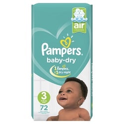 Pampers Baby Dry Size 3 Midi 4-9 kg 72 Pieces