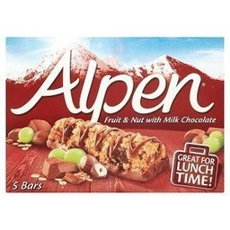 Alpen Cereal Bar Fruit & Nut With Milk Chocolate 145 g 5 Pieces 