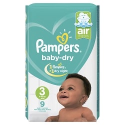 Pampers Baby Dry Size 3 Midi 4-9 kg 9 Pieces