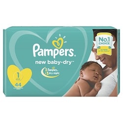 Pampers Baby Dry Size 1 Newborn 2-5 kg 44 Pieces